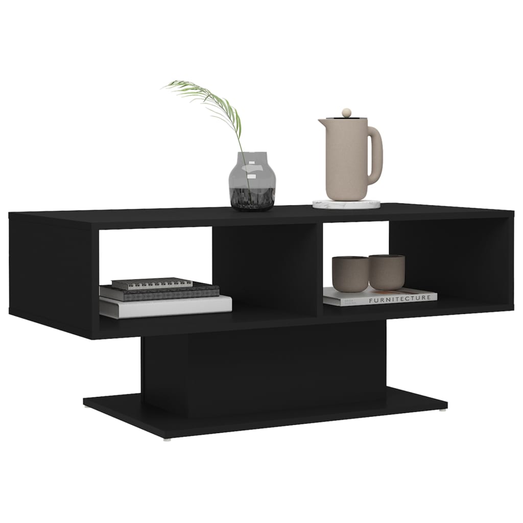 vidaXL Mesa de centro 103,5x50x44,5 cm contraplacado preto