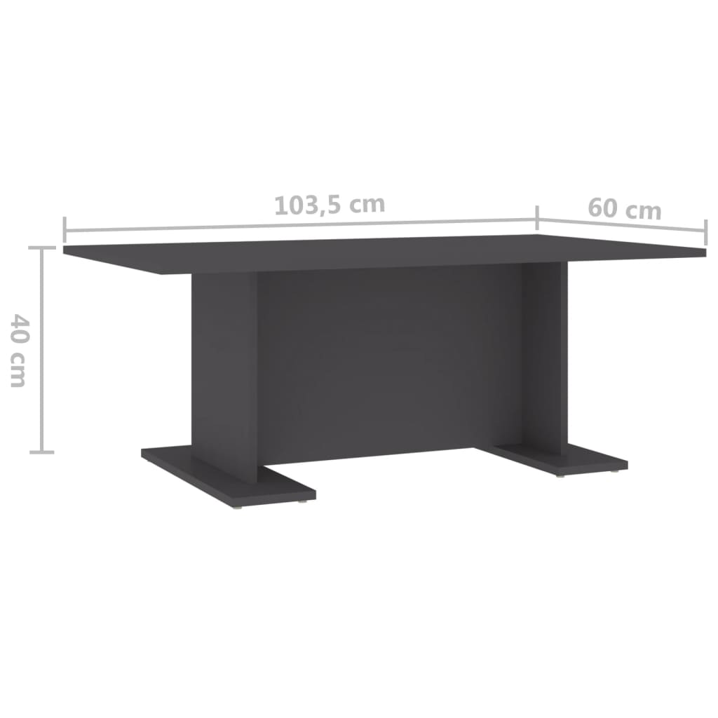 vidaXL Mesa de centro 103,5x60x40 cm contraplacado cinzento