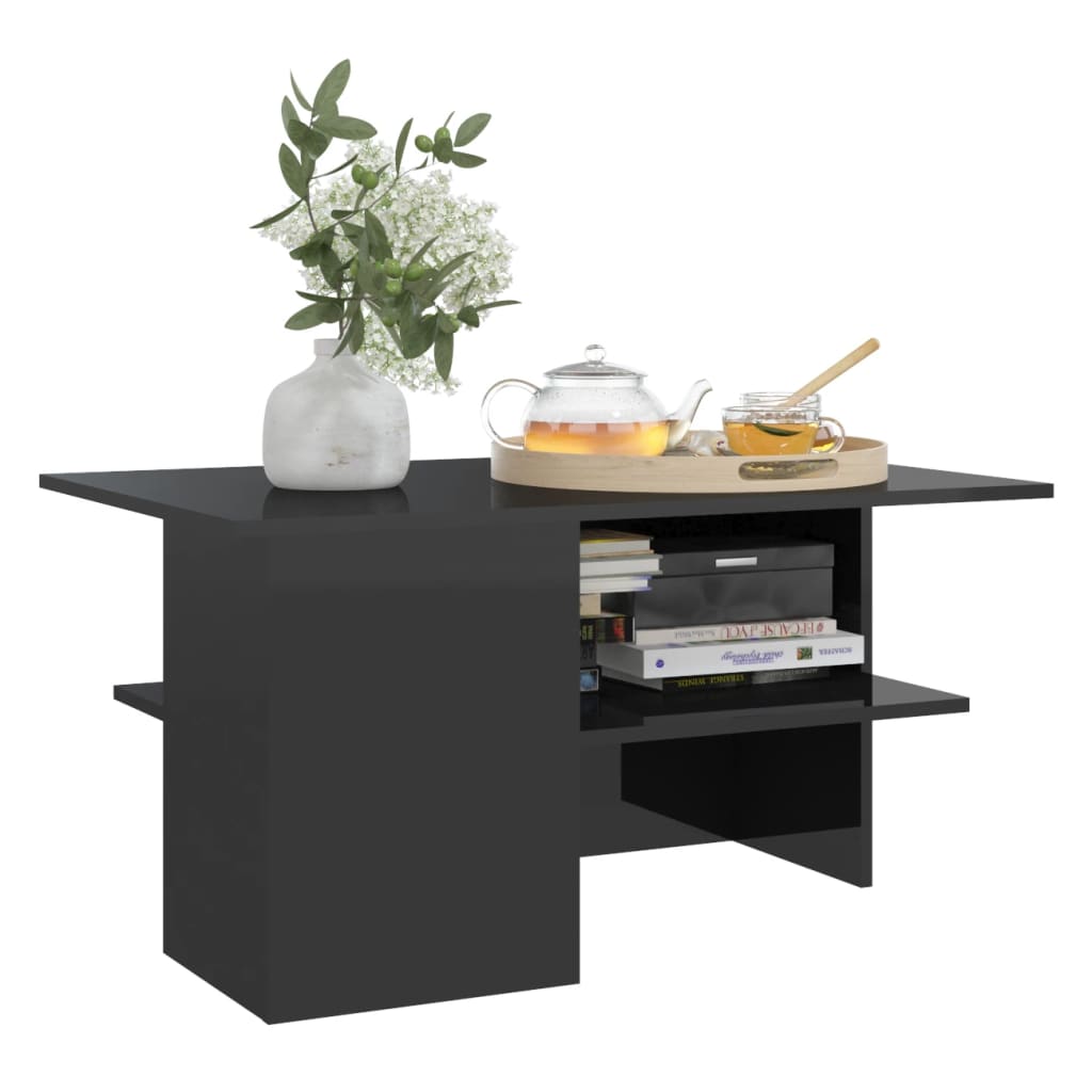 vidaXL Mesa de centro 90x60x46,5 cm contraplacado preto brilhante