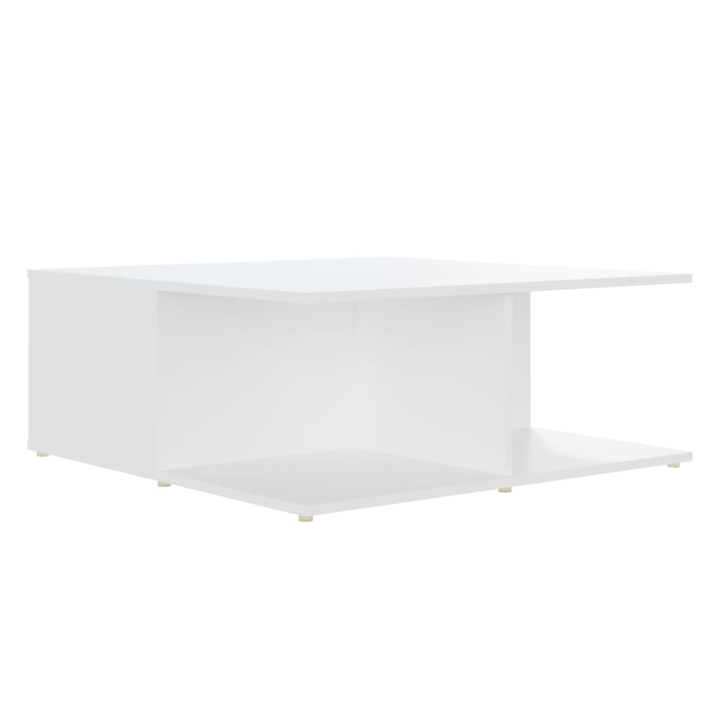 vidaXL Mesa de centro 80x80x31 cm contraplacado branco brilhante