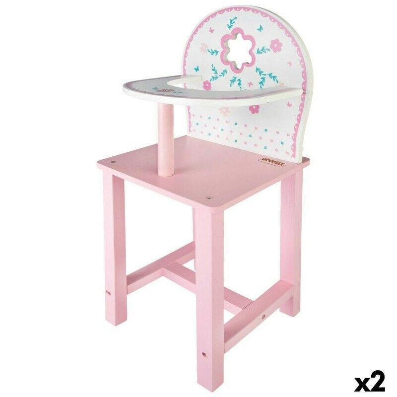 Woomax|Cadeira Alta Woomax 25 x 55 x 20 cm Bonecas Branco Cor de Rosa 2 Unidades Woomax|Cadeira Alta Woomax 25 x 55 x 20 cm Bonecas Branco Cor de Rosa 2 Unidades