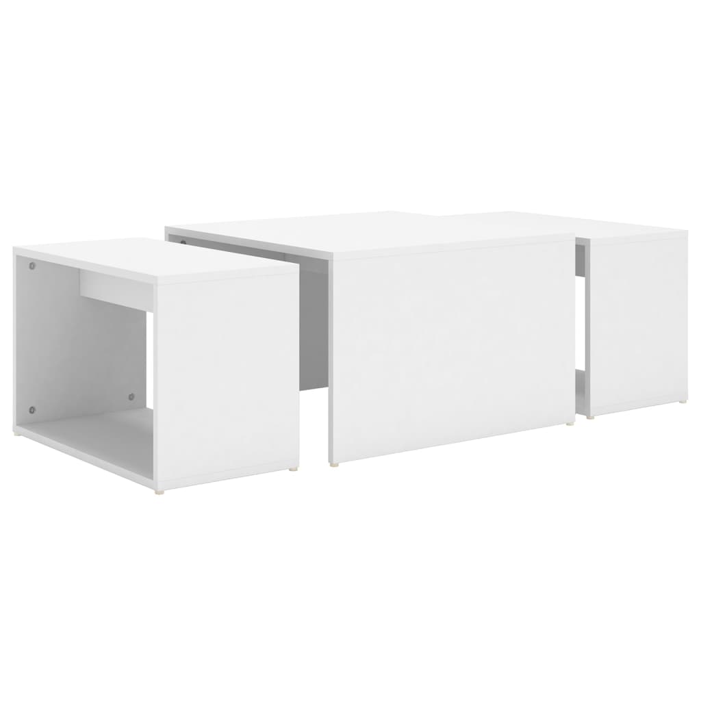 vidaXL 3pcs conjunto mesas centro 60x60x38cm madeira processada branco