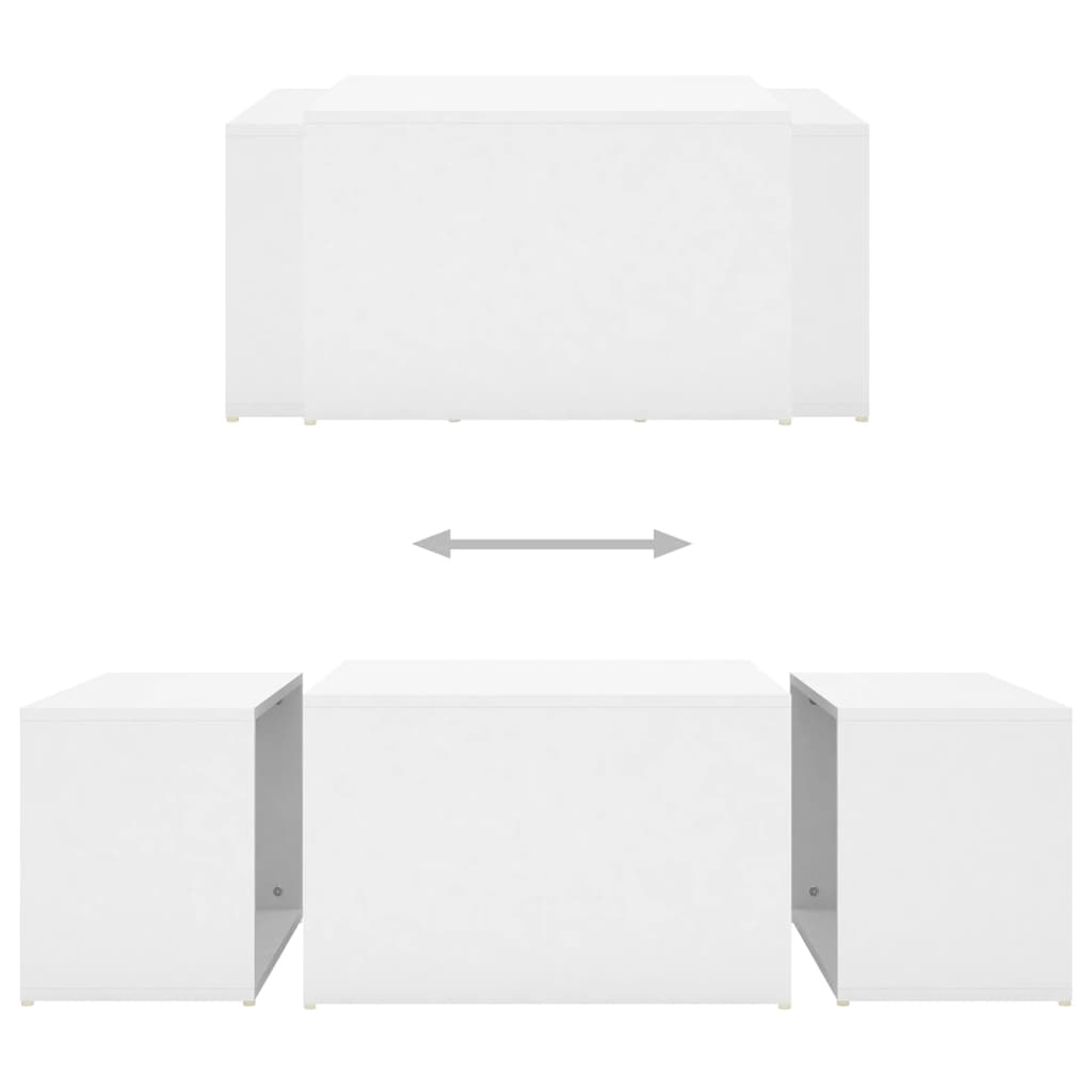 vidaXL 3pcs conjunto mesas centro 60x60x38cm madeira processada branco