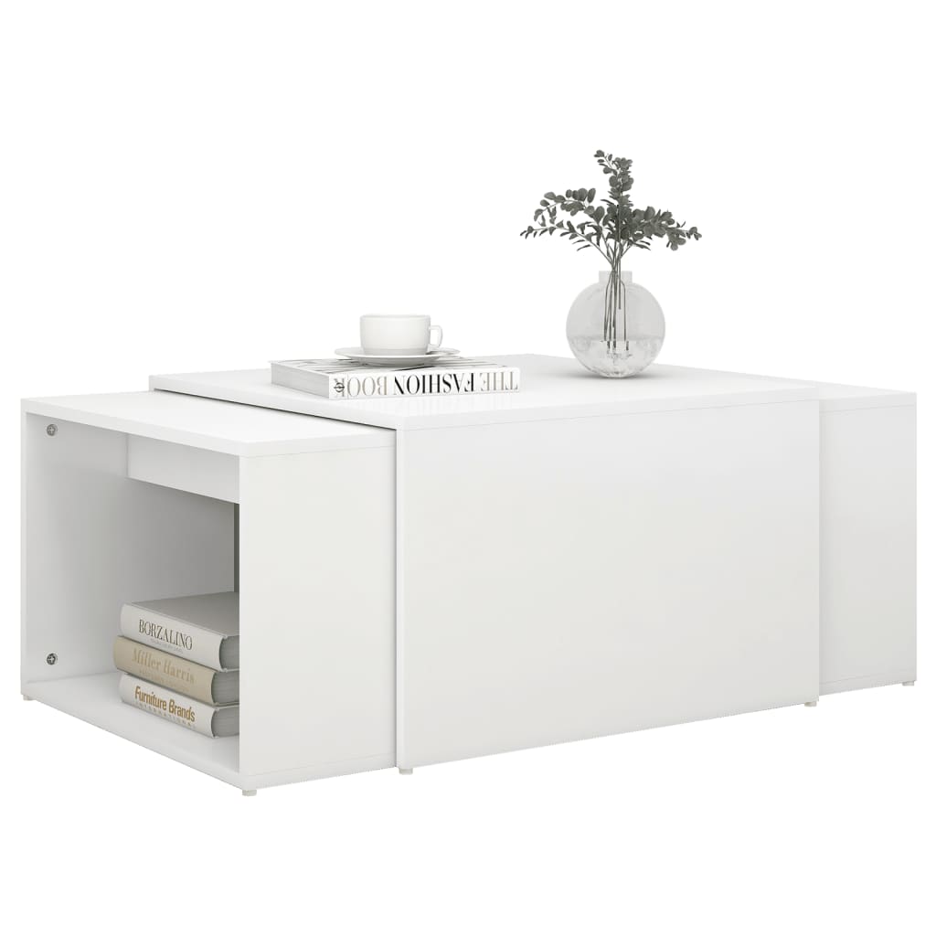 vidaXL 3pcs conjunto mesas centro 60x60x38cm madeira processada branco