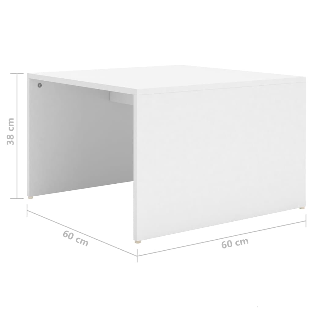 vidaXL 3pcs conjunto mesas centro 60x60x38cm madeira processada branco