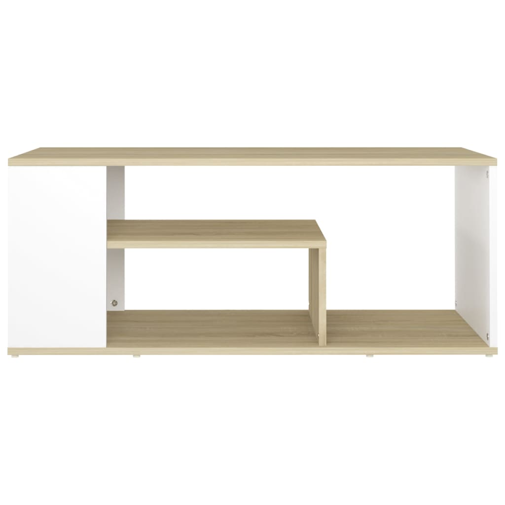 vidaXL Mesa de centro 100x50x40cm contraplacado branco/carvalho sonoma