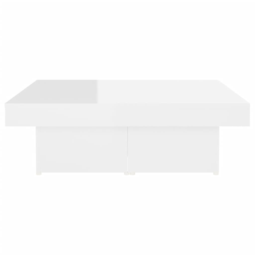 vidaXL Mesa de centro 90x90x28 cm contraplacado branco brilhante