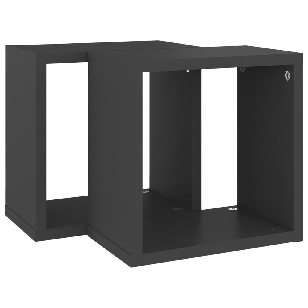 vidaXL Prateleiras de parede em forma de cubo 2 pcs 26x15x26 cm cinza