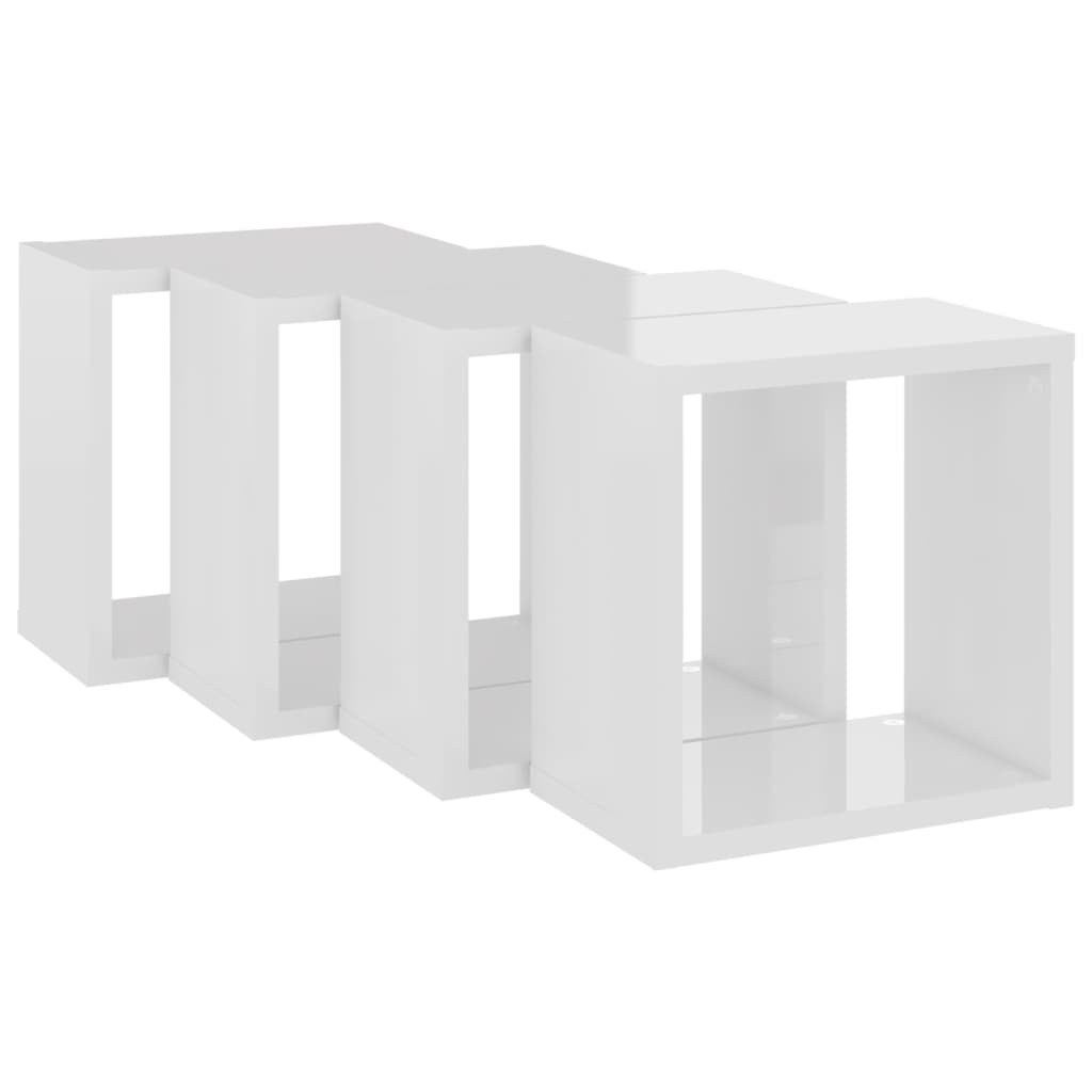 vidaXL Prateleiras parede forma de cubo 4pcs 26x15x26 cm branco brilh.