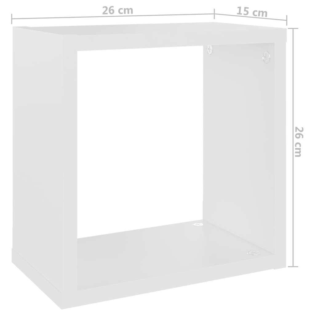 vidaXL Prateleiras de parede em forma de cubo 2 pcs 26x15x26 cm branco