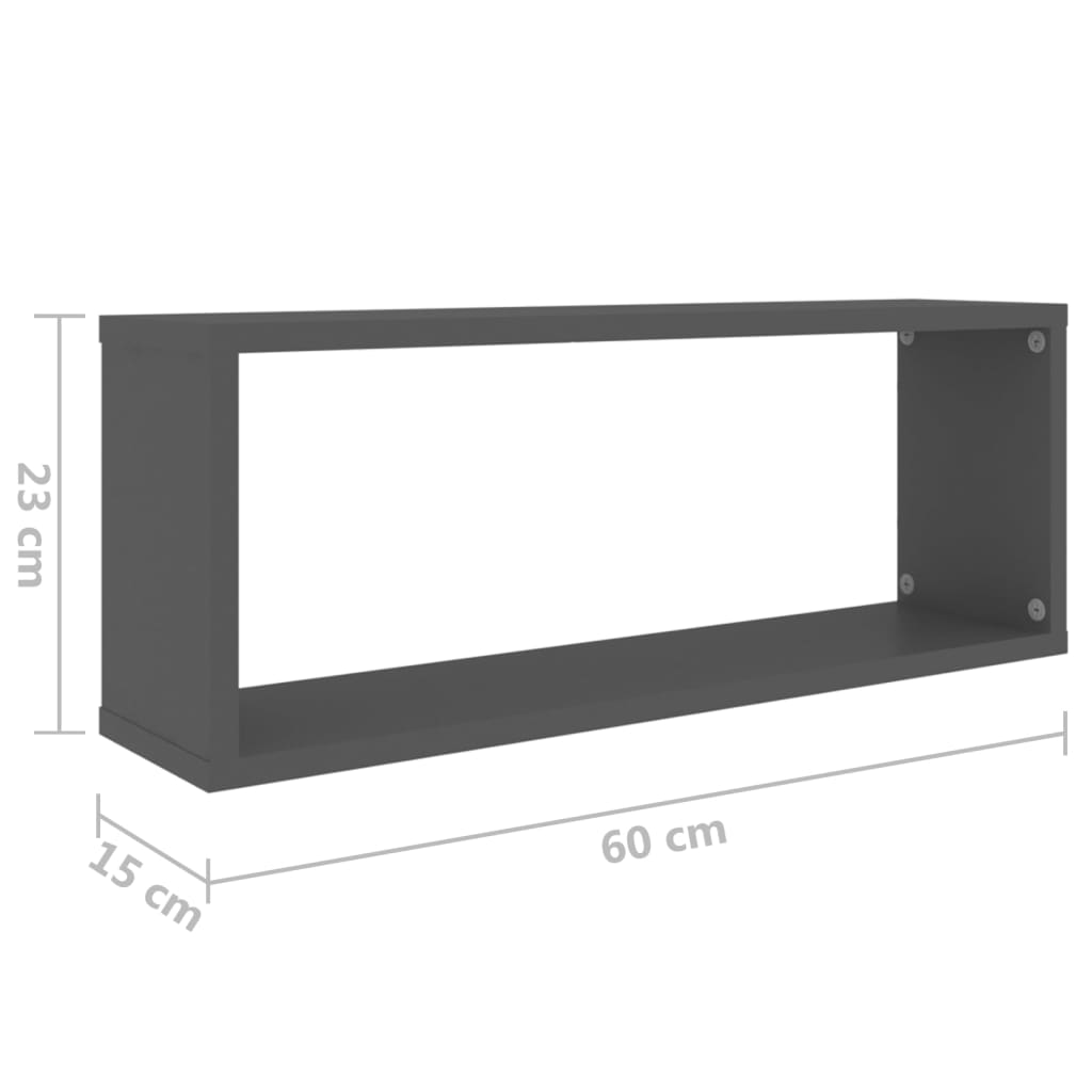 vidaXL Prateleiras parede forma de cubo 6 pcs derivados madeira cinza