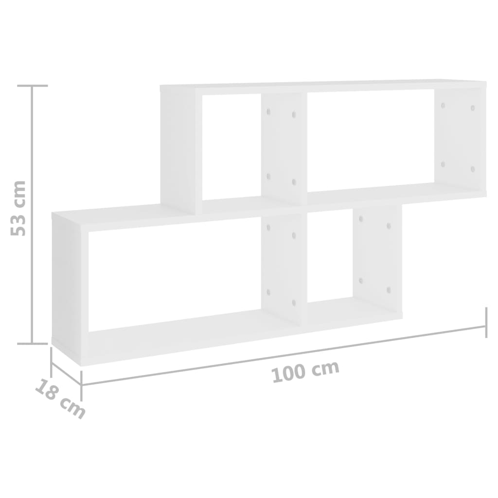 vidaXL Estante de parede 100x18x53 cm derivados de madeira branco