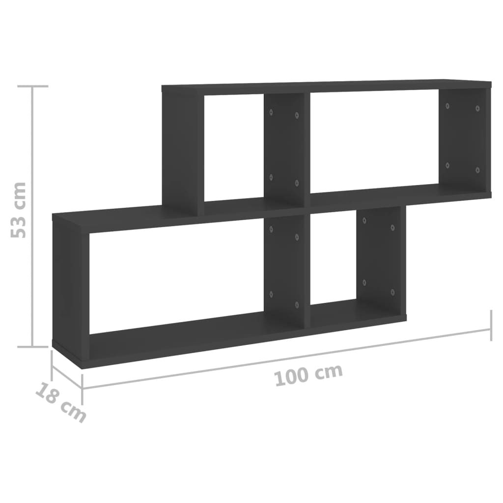 vidaXL Estante de parede 100x18x53 cm derivados de madeira cinzento