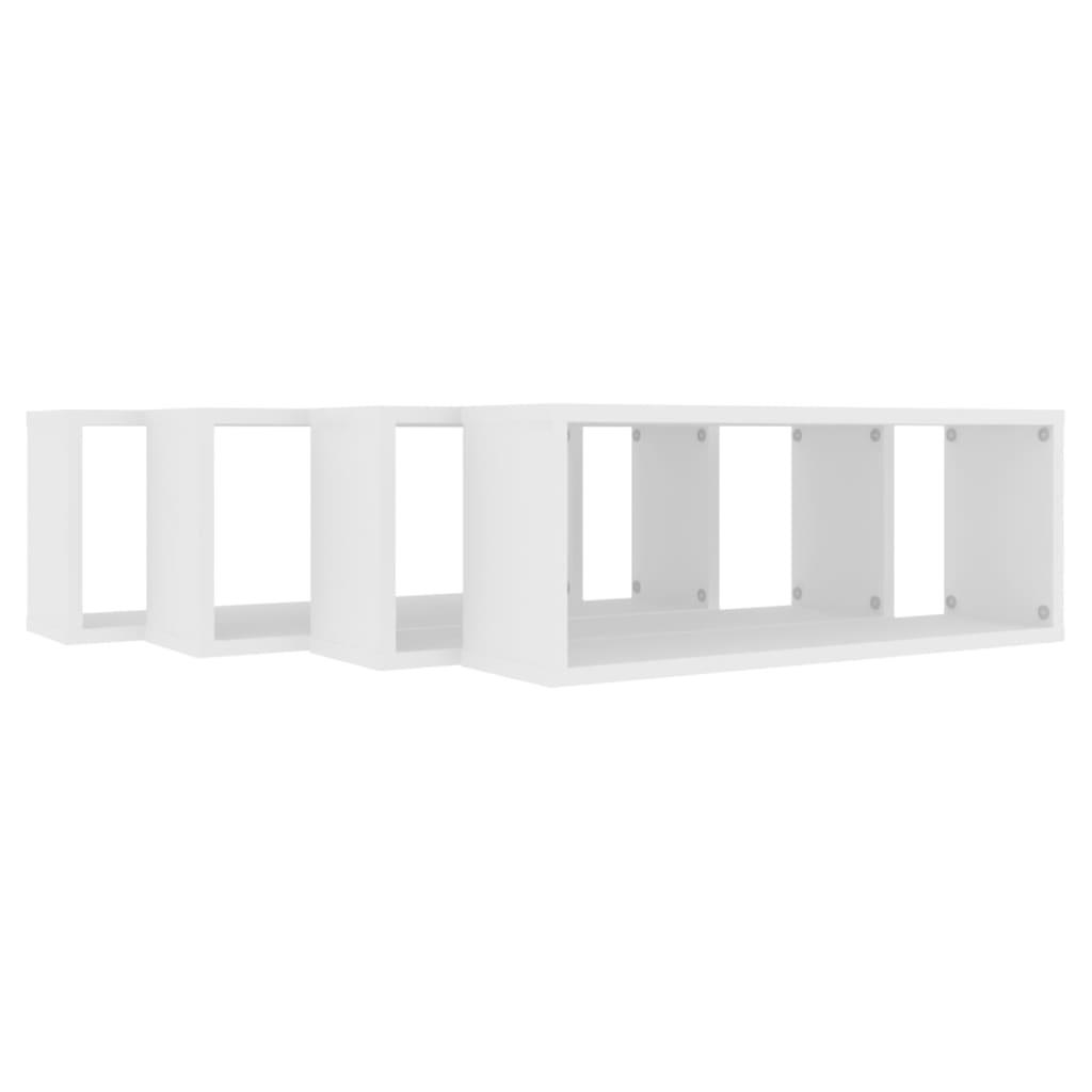 vidaXL Prateleiras parede forma de cubo 4 pcs derivados madeira branco