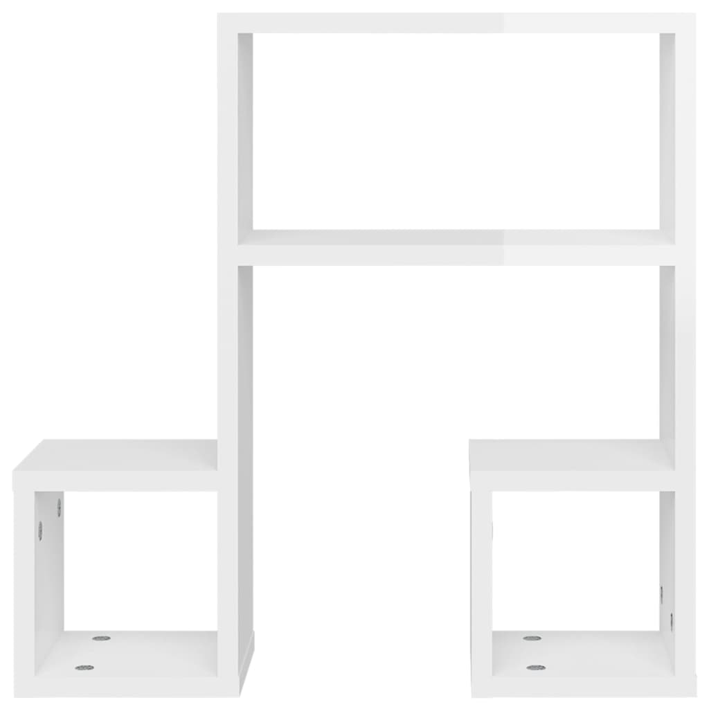 vidaXL Estantes de parede 2 pcs 50x15x50 cm contrapl. branco brilhante