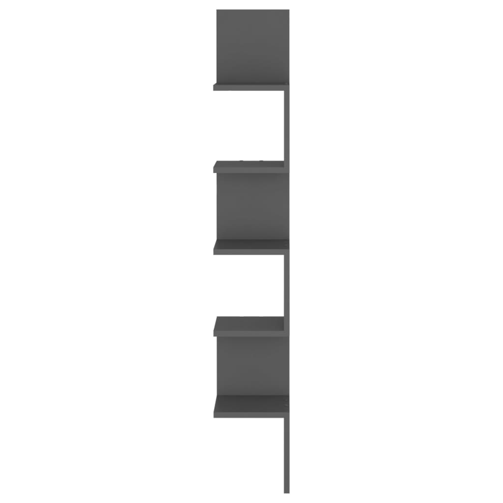 vidaXL Estante de canto p/ parede derivados de madeira cinzento