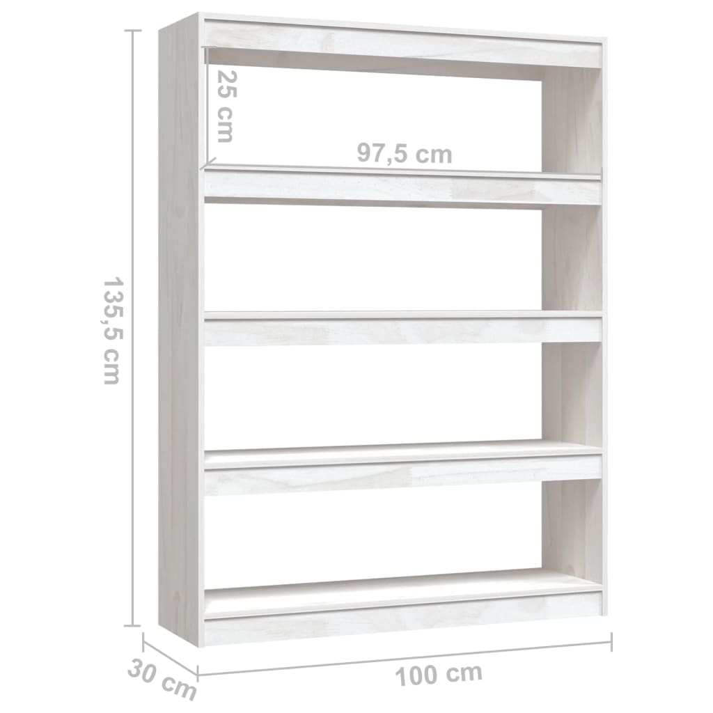 vidaXL Estante/divisória 100x30x135,5 cm pinho maciço branco