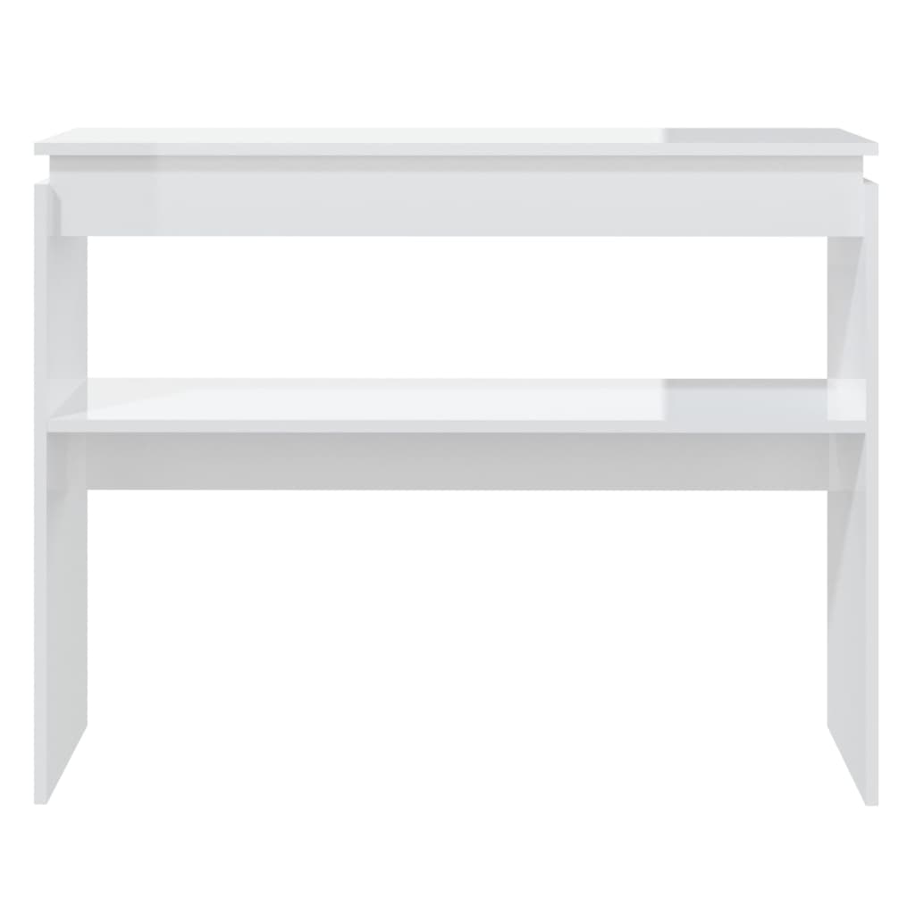 vidaXL Mesa consola 102x30x80 cm contraplacado branco brilhante