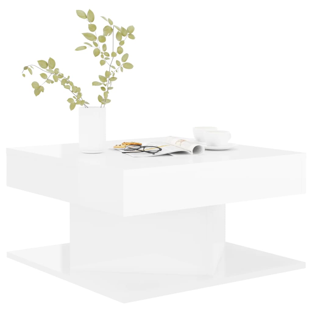 vidaXL Mesa de centro 57x57x30 cm contraplacado branco brilhante