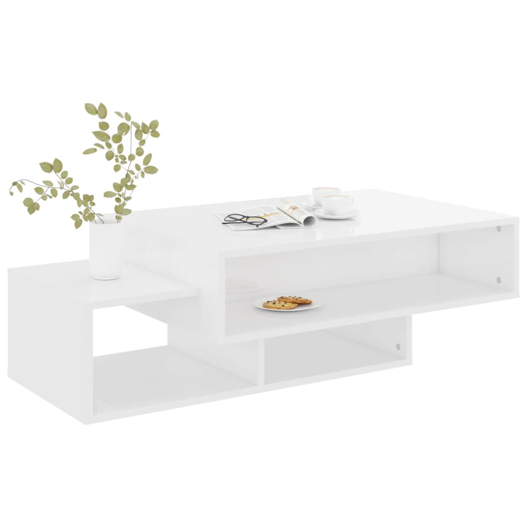 vidaXL Mesa de centro 105x55x32 cm contraplacado branco brilhante