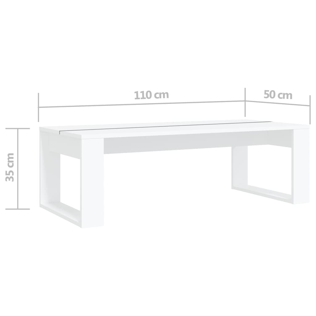 vidaXL Mesa de centro 110x50x35 cm derivados de madeira branco