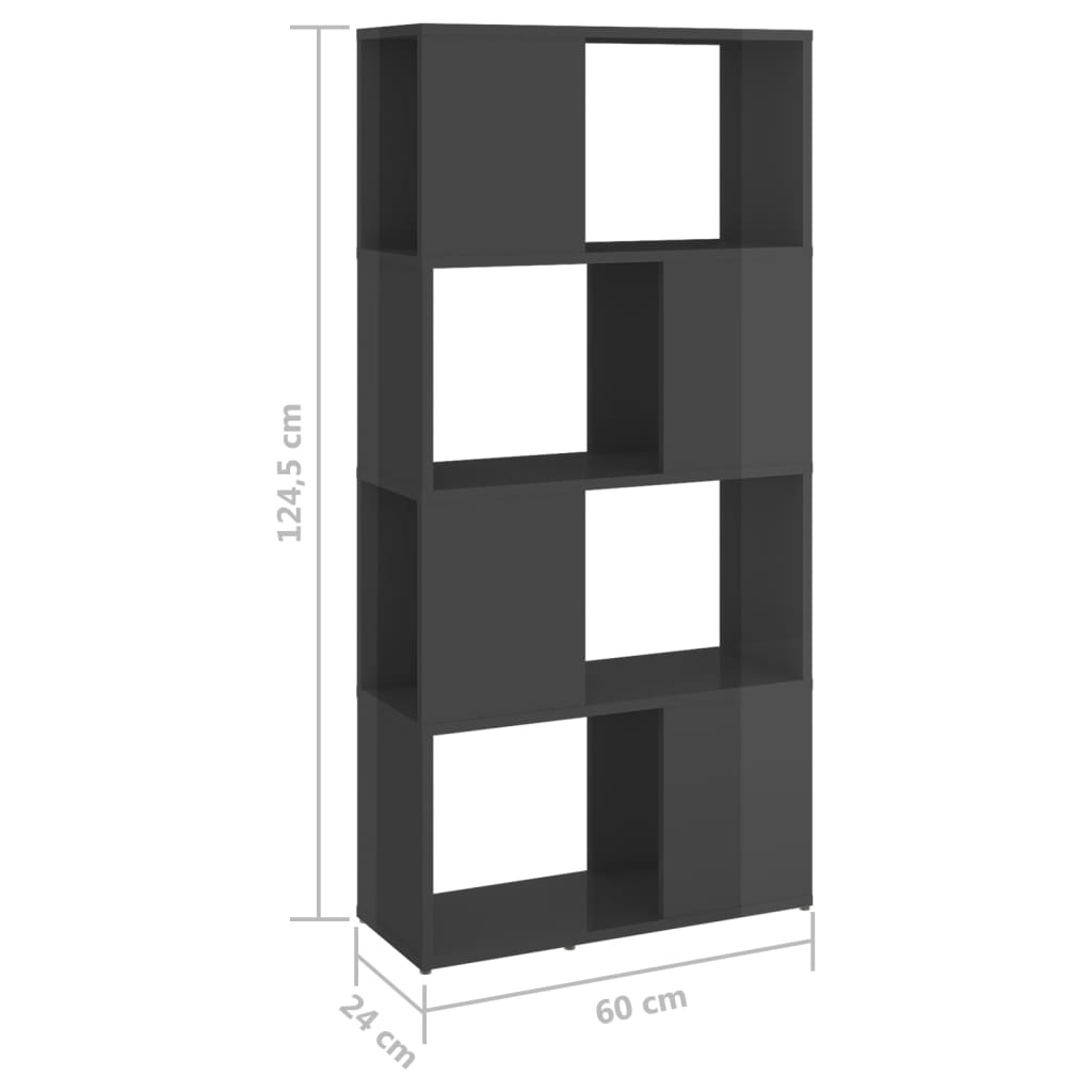 vidaXL Estante/divisória 60x24x124,5 cm cinzento brilhante