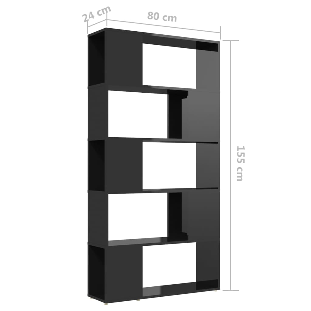 vidaXL Estante/divisória derivados de madeira preto brilhante