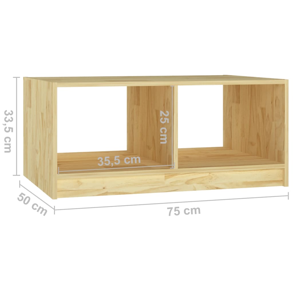 vidaXL Mesa de centro 75x50x33,5 cm madeira de pinho maciça