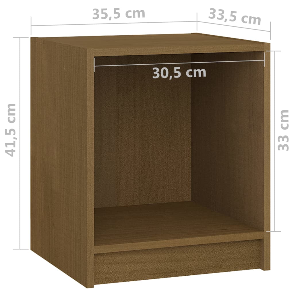 vidaXL Mesa de cabeceira 35,5x33,5x41,5 cm pinho maciço castanho mel