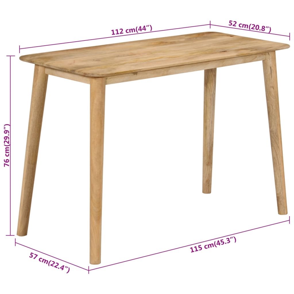 vidaXL Mesa de jantar 112x52x76 cm madeira de mangueira maciça