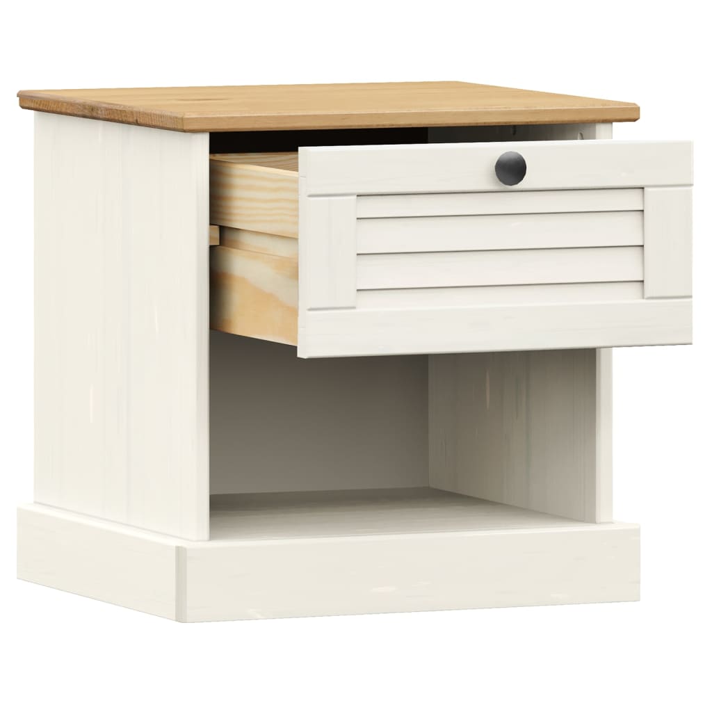 vidaXL Mesa de cabeceira VIGO 42x35x42 cm pinho maciço branco