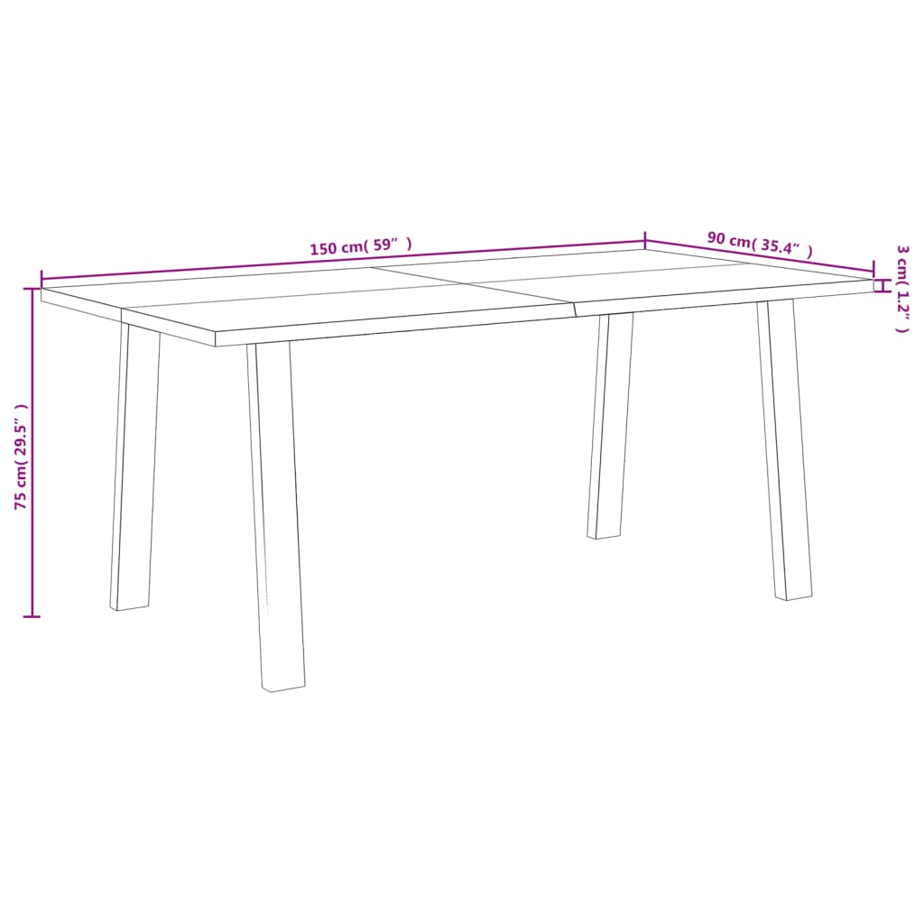 vidaXL Mesa de jantar 150x90x75 cm madeira de acácia maciça