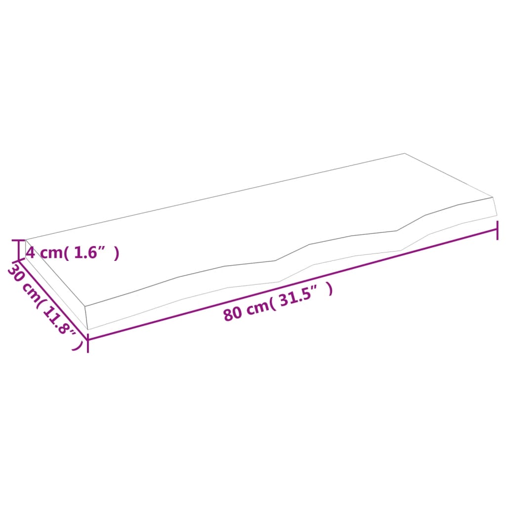 vidaXL Prateleira de parede 80x30x(2-4) cm carvalho maciço não tratado