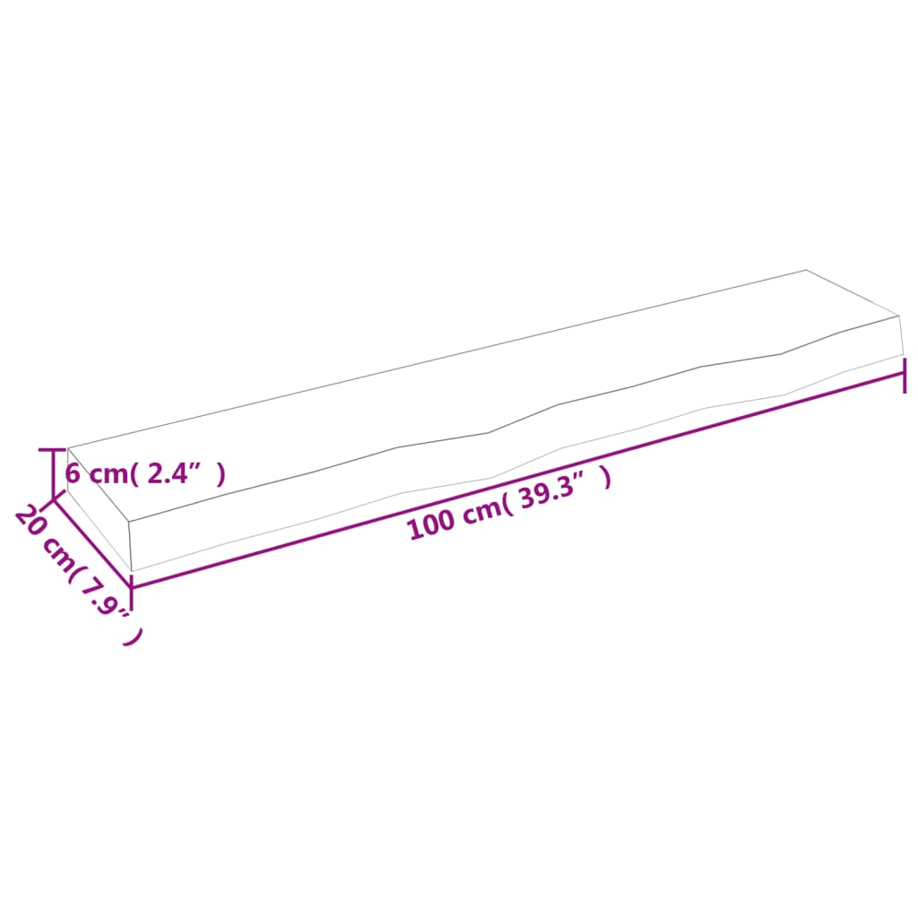 vidaXL Prateleira de parede 100x20x6cm carvalho tratado castanho-claro