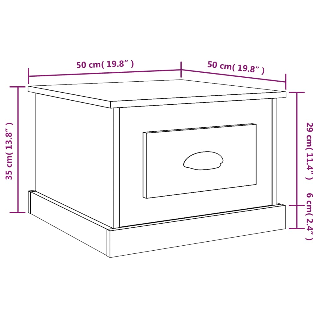 vidaXL Mesa de centro 50x50x35 cm derivados madeira branco