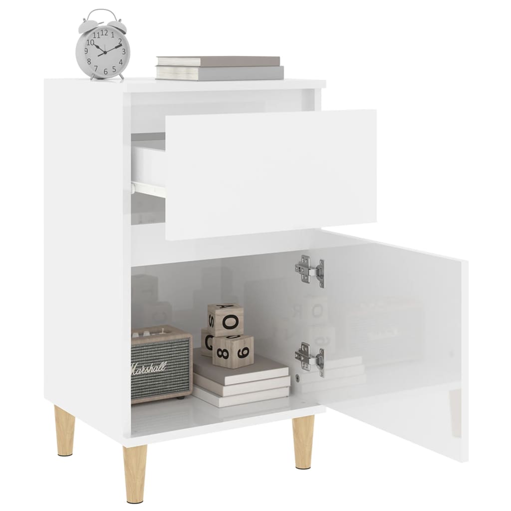 vidaXL Mesa de cabeceira 40x35x70 cm branco brilhante