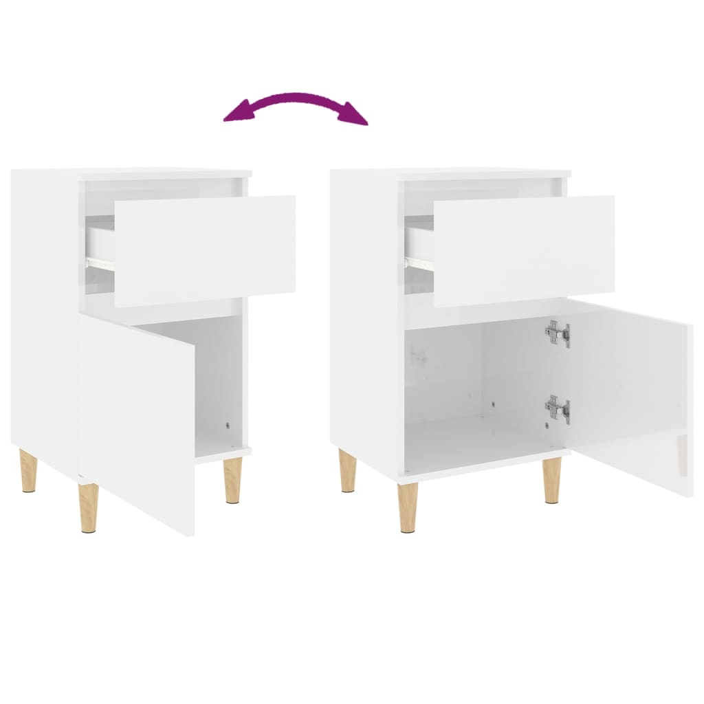 vidaXL Mesa de cabeceira 40x35x70 cm branco brilhante