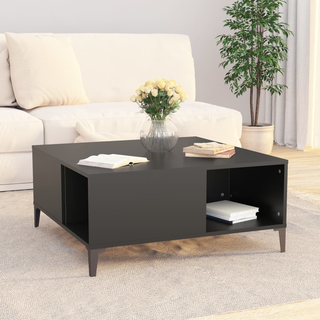 vidaXL Mesa de centro 80x80x36,5 cm derivados de madeira preto