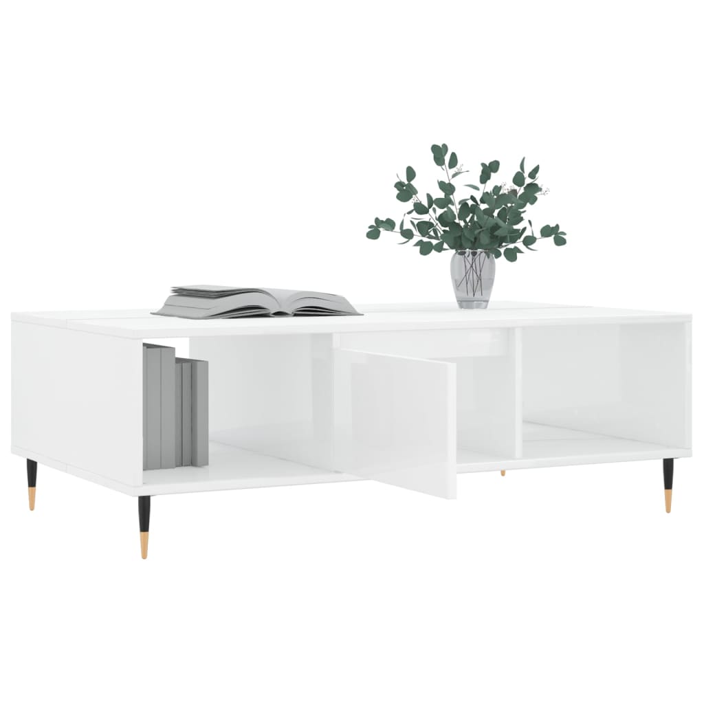 vidaXL Mesa de centro 104x60x35 cm derivados madeira branco brilhante