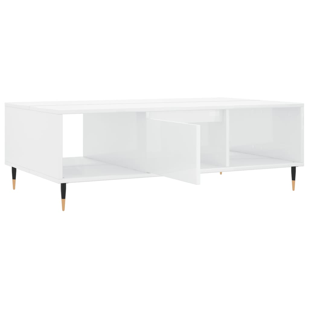 vidaXL Mesa de centro 104x60x35 cm derivados madeira branco brilhante