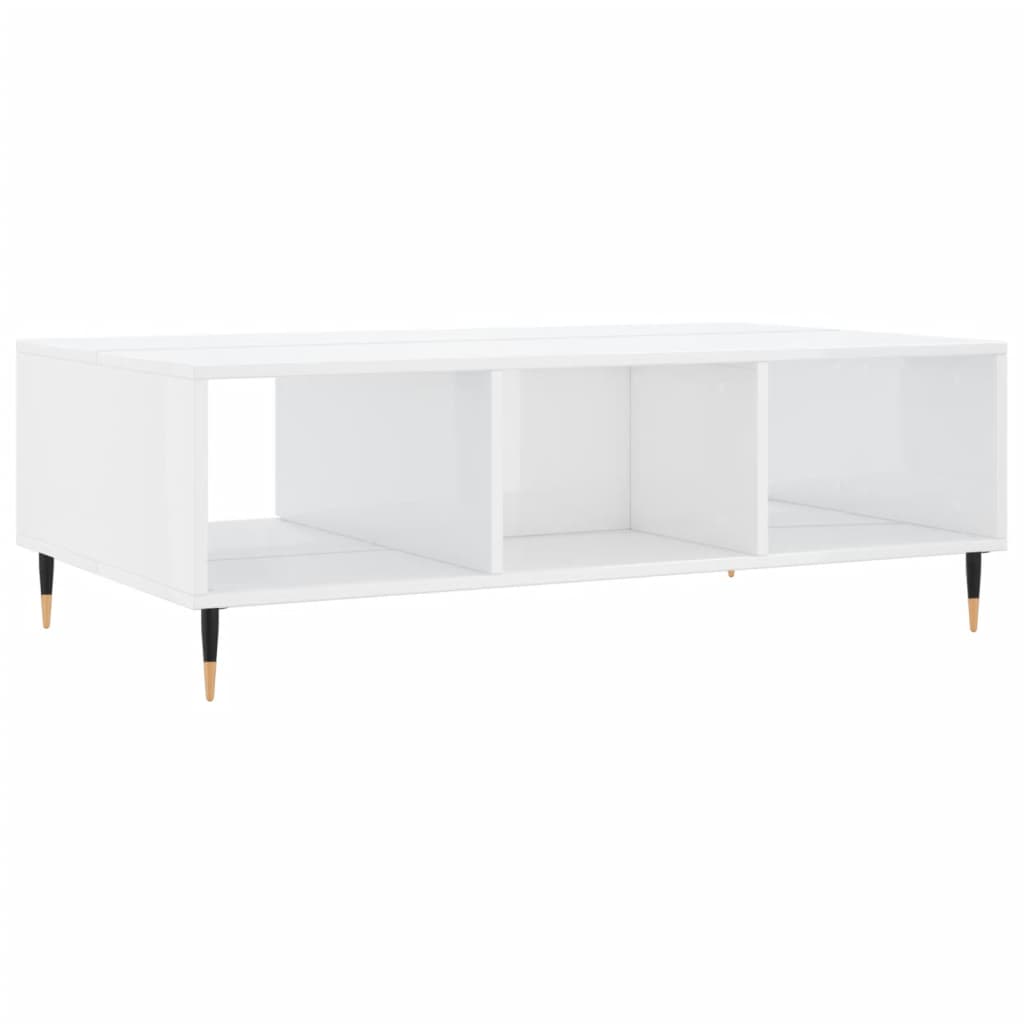 vidaXL Mesa de centro 104x60x35 cm derivados madeira branco brilhante