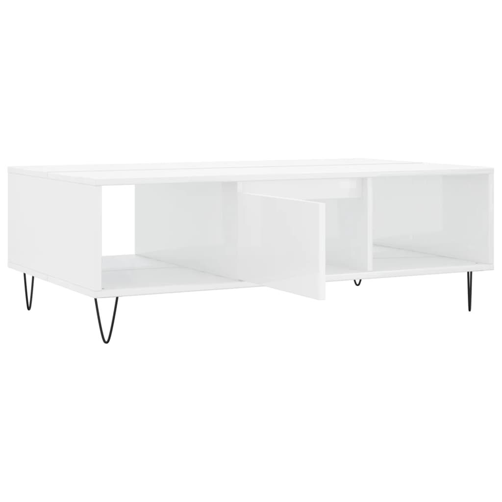 vidaXL Mesa de centro 104x60x35 cm derivados madeira branco brilhante