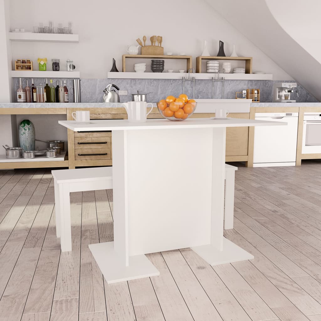 vidaXL Mesa de jantar 110x60x75 cm contraplacado branco