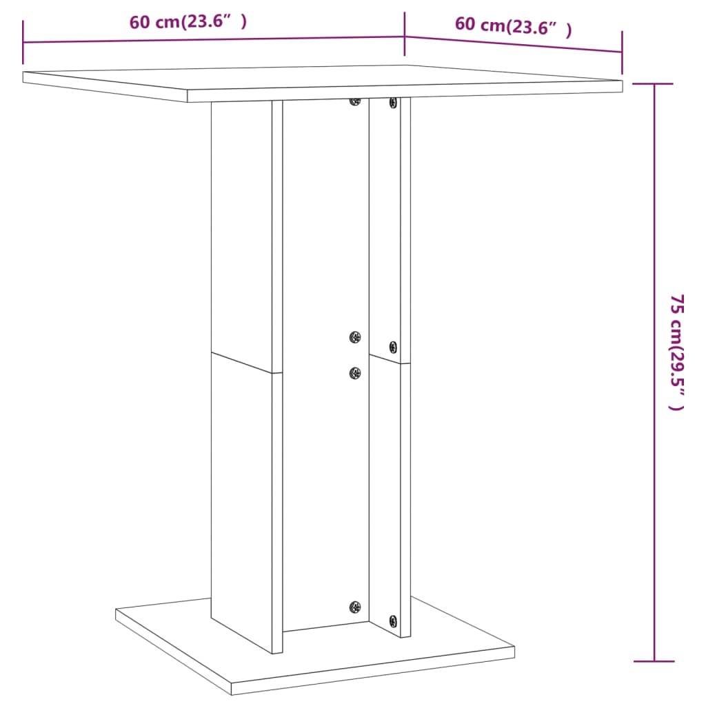 vidaXL Mesa bistrô 60x60x75 cm contraplacado branco