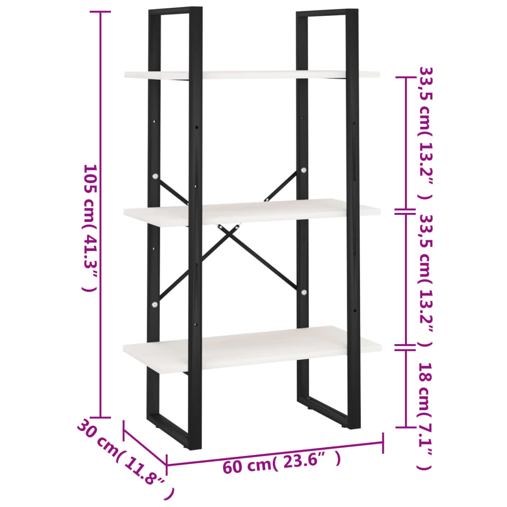 vidaXL Estante 60x30x105 cm madeira de pinho maciça branco