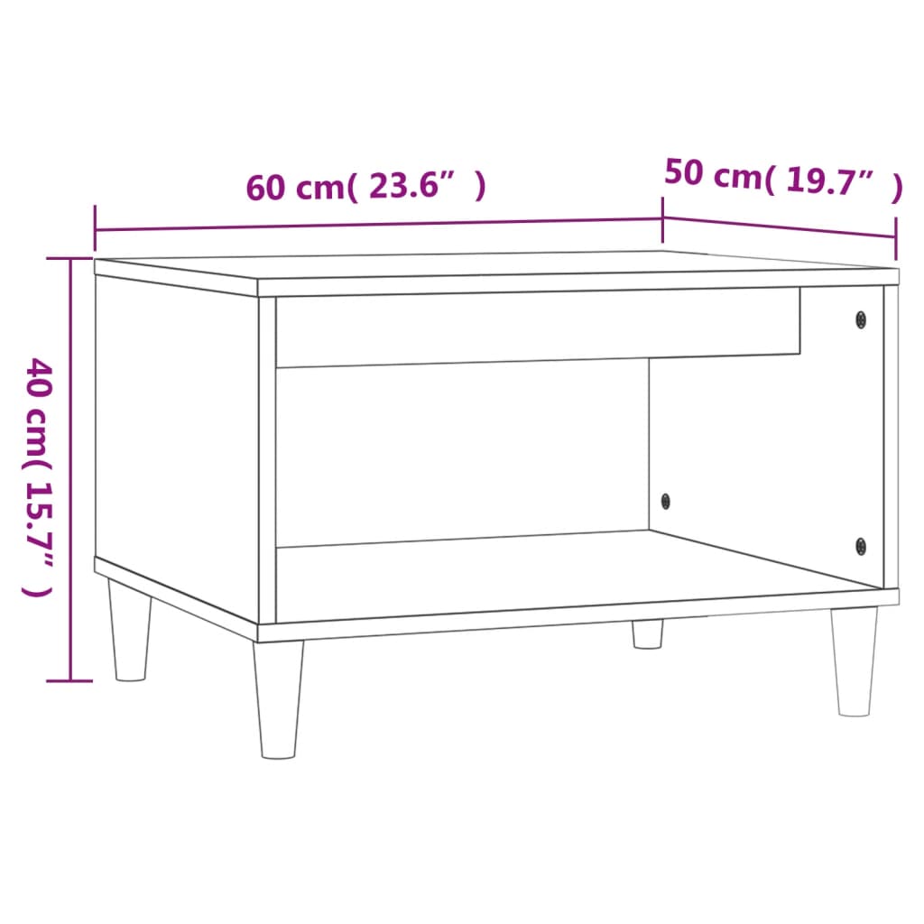 vidaXL Mesa de centro 60x50x40 cm derivados de madeira cinzento sonoma