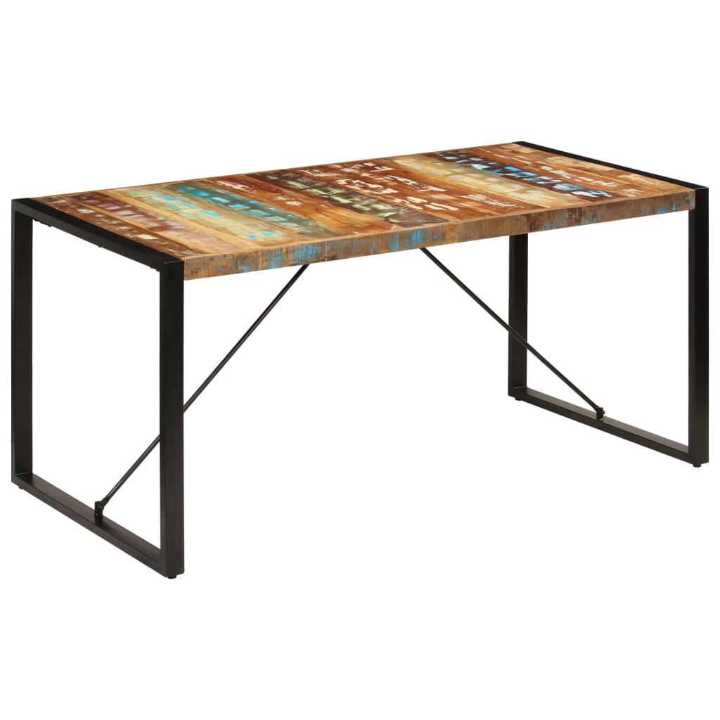 vidaXL Mesa de jantar 160x80x75 cm madeira recuperada maciça