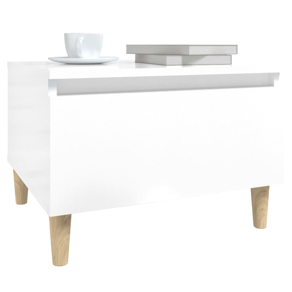 vidaXL Mesa de apoio 50x46x35 cm derivados de madeira branco brilhante