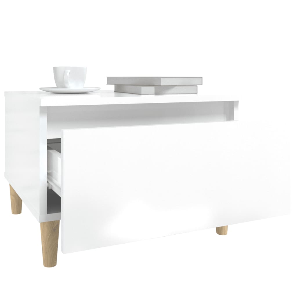 vidaXL Mesa de apoio 50x46x35 cm derivados de madeira branco brilhante