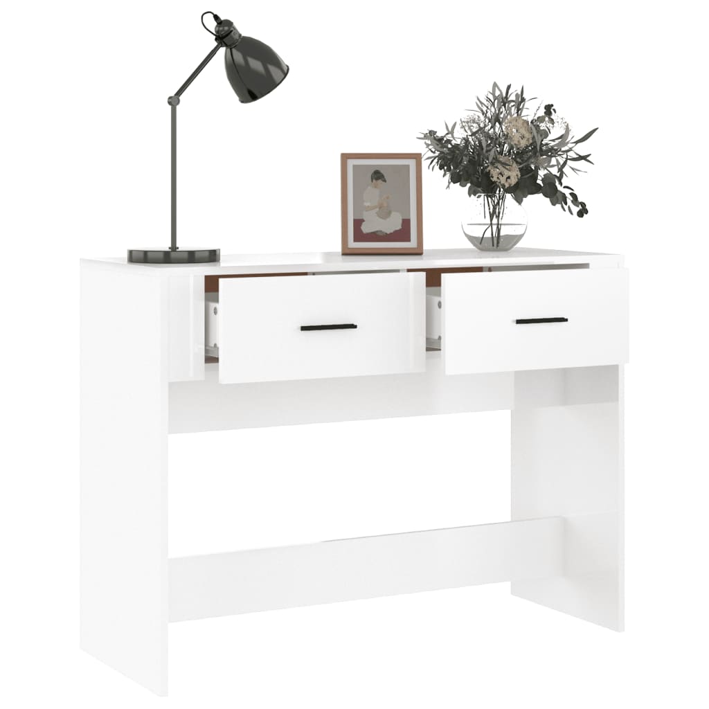 vidaXL Mesa consola 100x39x75 cm derivados de madeira branco brilhante